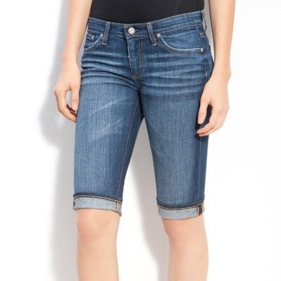 AG Adriano Goldschmied Mailbu Bermuda Jean Shorts  Size 28  Stretch Denim - Picture 1 of 11